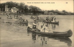 Indians on nPenobscot River Postcard