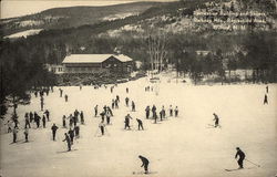 Recreation Building and Skiiers, Belknap Mts., Recreation Area Postcard