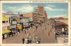 Boardwalk Scene from Steel Pier Postcard