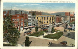 Public Square, Looking East New Castle, PA Postcard Postcard 