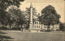 Soldiers Monument and City Hall Waltham, MA Postcard Postcard Postcard