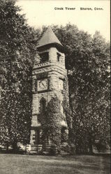 Ivy Covered Clock Tower Sharon, CT Postcard Postcard Postcard