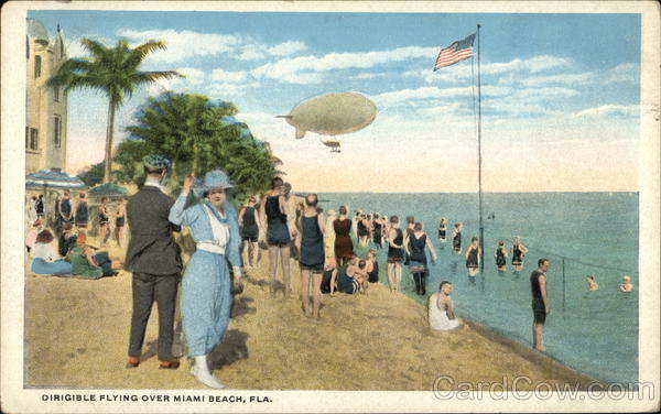 Dirigible Flying Miami Beach Florida