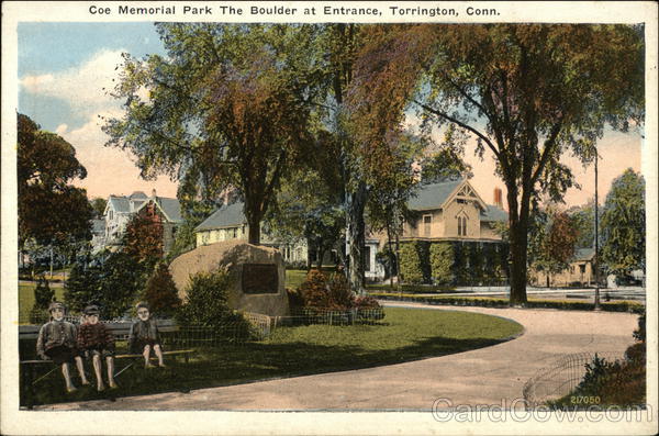 Boulder at Entrance to Coe Memorial Park Torrington Connecticut