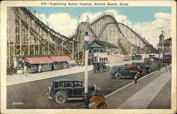 Lightning Roller Coaster Postcard