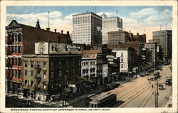 Woodward Avenue, North of Jefferson Avenue Postcard
