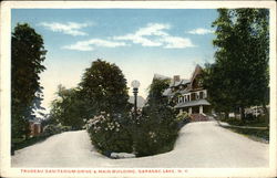 Trudeau Sanitarium Drive & Main Building Postcard