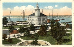 Government Park, Locks and Power Building Sault Ste. Marie, MI Postcard Postcard Postcard