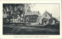 Morgan School and Episcopal Church Clinton, CT Postcard Postcard Postcard