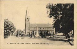 St. Mary's Church and Soldiers Monument Jewett City, CT Postcard Postcard Postcard