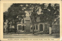 Slater Library and Jewett City Savings Bank Connecticut Postcard Postcard Postcard