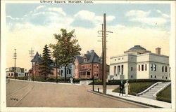 Library Square Meriden, CT Postcard Postcard Postcard