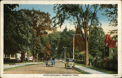 Upper Broadway Norwich, CT Postcard Postcard Postcard