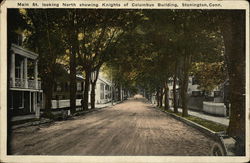 Main St. Looking North showing Knights of Columbus Building Stonington, CT Postcard Postcard Postcard