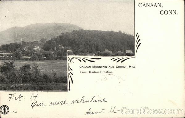 Canaan Mountain and Church Hall from Railroad Station Connecticut