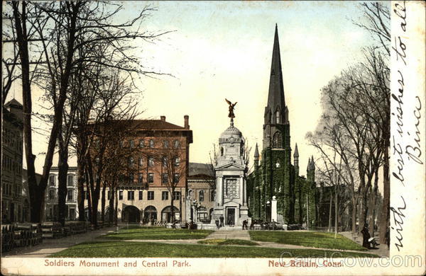 Soldiers Monument and Central Park New Britain Connecticut