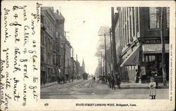 State Street Looking West Bridgeport, CT Postcard Postcard Postcard