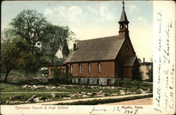 Episcopal Church & High School. Postcard