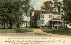 Manor House and Drive, Manor School Postcard