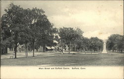 Main Street and Suffield Center Connecticut Postcard Postcard Postcard