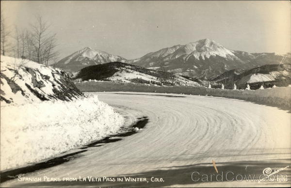Spanish Peaks from La Veta Pass in Winter Scenic Colorado