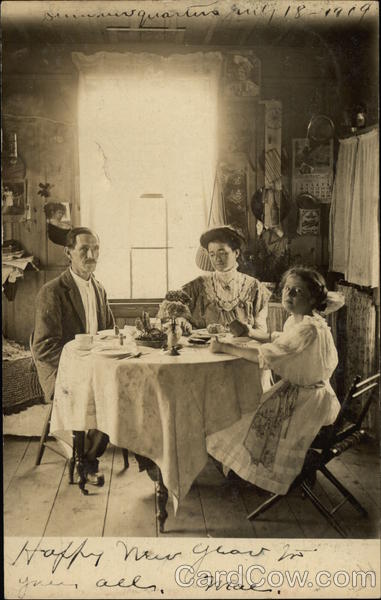 1909 Snapshot of Family in Dining Room Rome New York