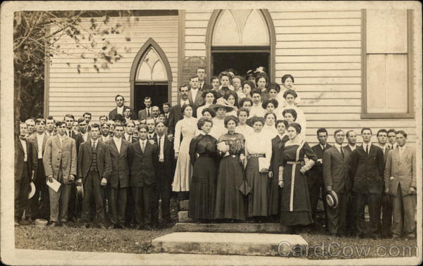 Large Group of People Outside Church Hendricks West Virginia