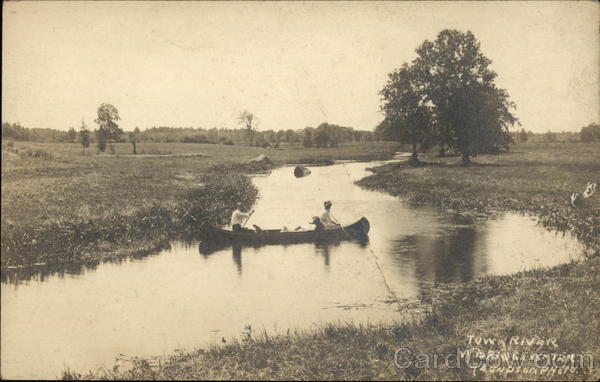 Couple Canoeing on the Town River Bridgewater Massachusetts