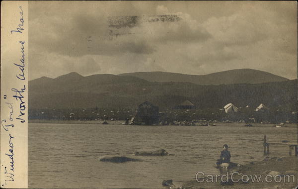stamp of size North Postcard MA Pond Adams, Windsor stamp of size North Postcard MA Pond Adams, Windsor