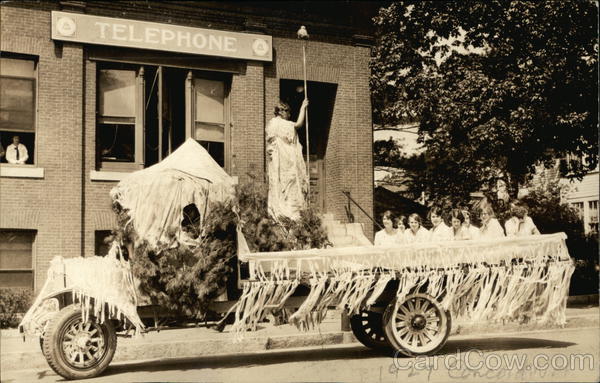Parade Float Passing Telephone Company Building Concord New Hampshire