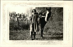 Woman Walking a Horse Horses Postcard Postcard Postcard