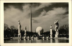 Constitution Mall showing The Four Freedoms 1939 NY World's Fair Postcard Postcard Postcard