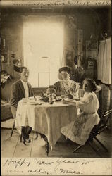 1909 Snapshot of Family in Dining Room Rome, NY Postcard Postcard Postcard