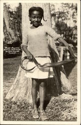 Girl w/Snake Ross Allen's Reptile Institute Postcard