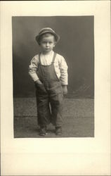 Boy in Overalls and Cap Postcard