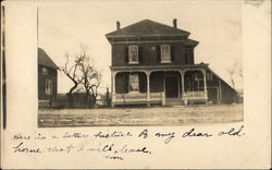 Two-Story House with Covered Porch Postcard