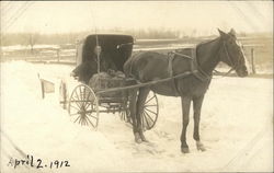 Snow, Horse-drawn Carriage, Person sitting in Carriage Rockford, MI Postcard Postcard Postcard