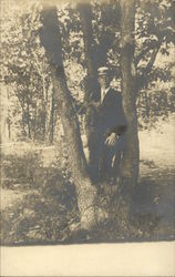 Well Dressed Man at Base of Tree Postcard