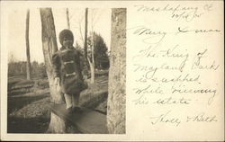 Snapshort of Girl on Bench Mashapaug, CT Postcard Postcard 