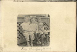 Three Children on Bench Postcard
