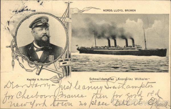 German Express Liner Kronprinz Wilhelm and Captain Photo