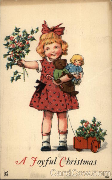 Little Girl With Toys And Holly Children