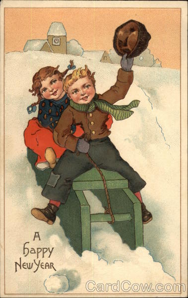 Children Sledding Down Hill