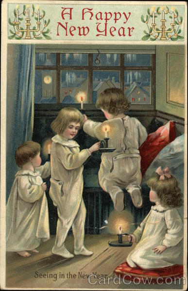 A Happy New Year - Children with Candles