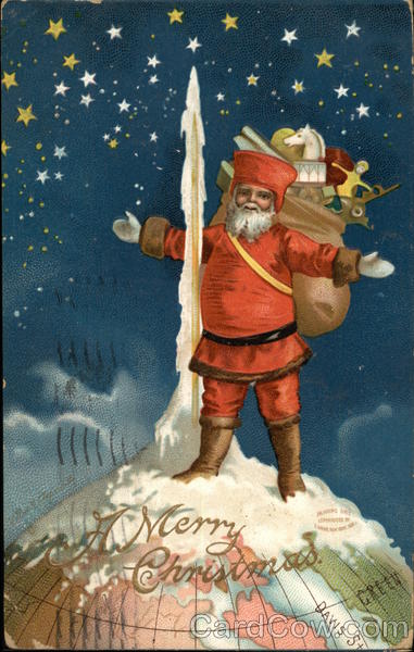 Santa Standing on Earth with Presents Santa Claus
