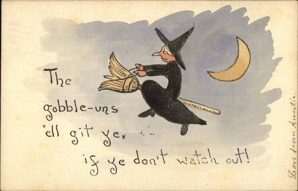 Rare Halloween Witch on a Broomstick
