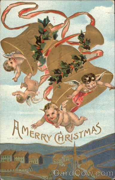 A Merry Christmas - Cherubs and Bell