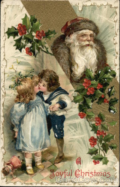 A Joyful Christmas - Santa and Two Children Santa Claus
