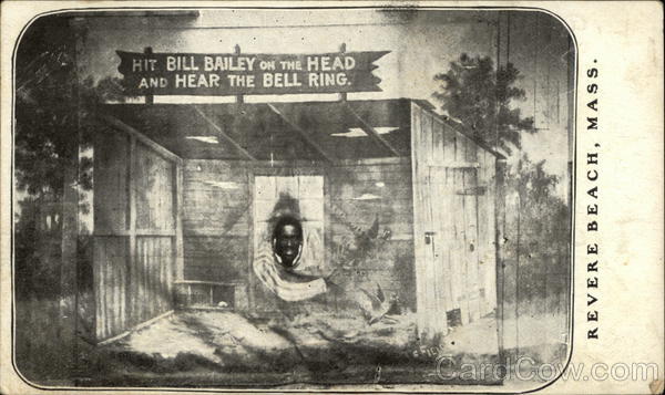 Boardwalk Side Show Portrait of Black Man Revere Beach Massachusetts