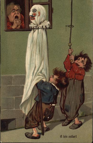 Two Boys Playing a Ghost Prank Halloween